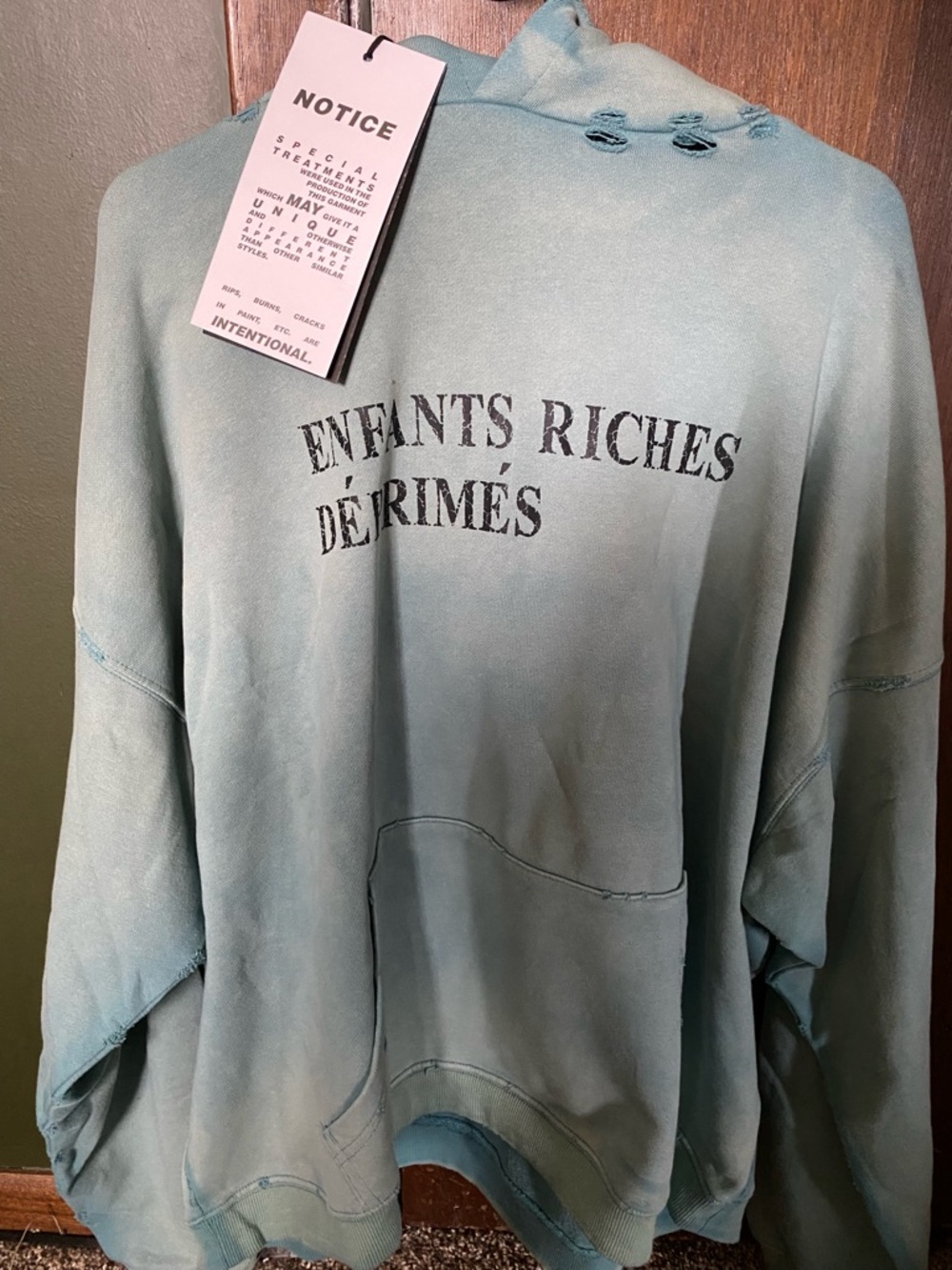 Authentic Enfants Riches Dérimés Teal Distressed Hoodie